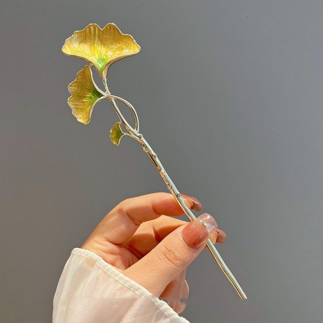 Women Knight Accessories - New Chinese-Style Ginkgo Leaf Hairpin for