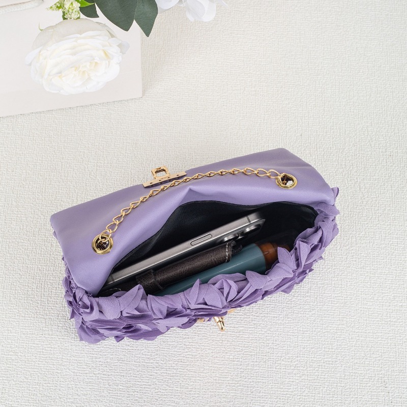 3D Rose Floral Satin Evening B - Wallet Chain Bag recension och pris