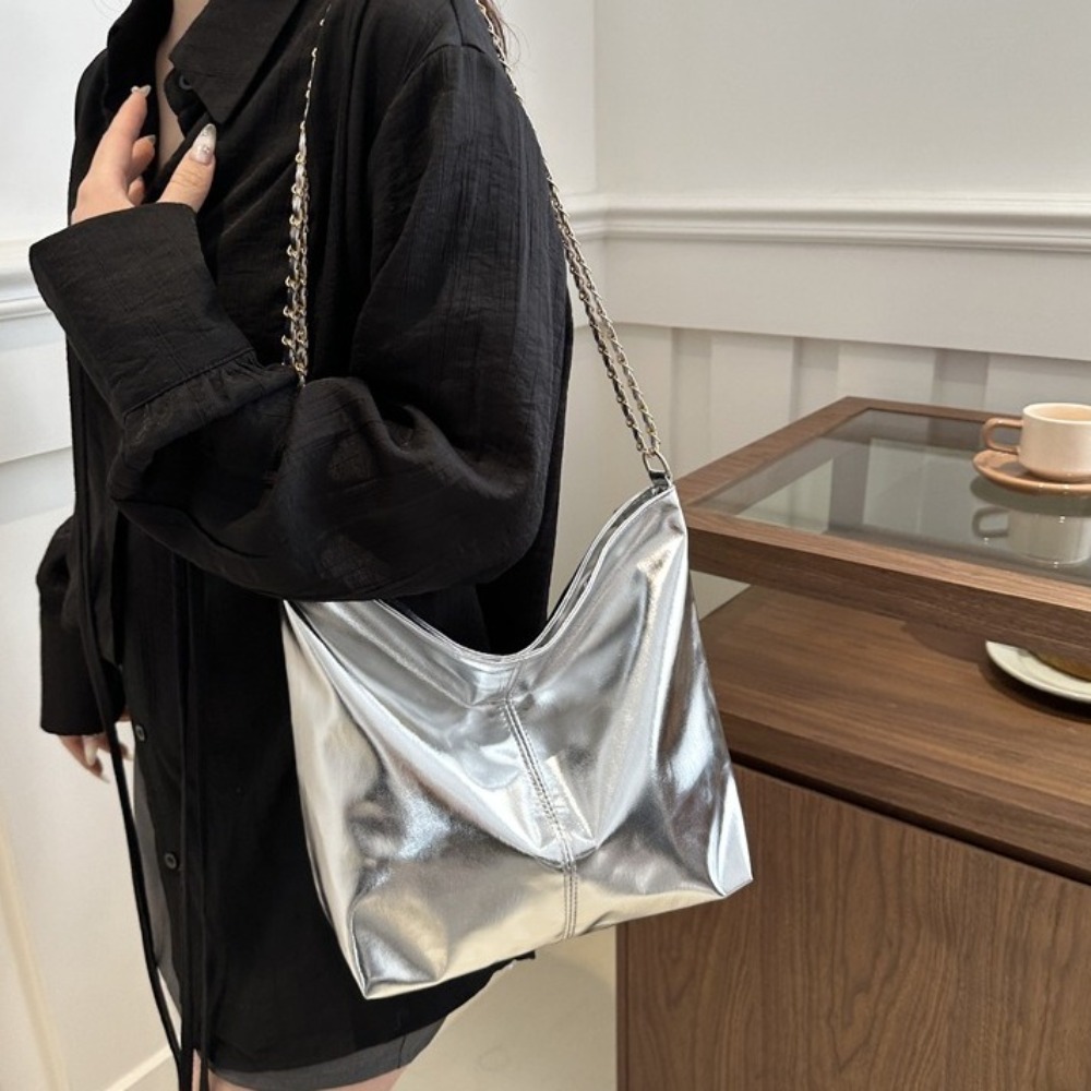 Retro Shiny PU Leather Tote Ba - Wallet Chain Bag recension och pris