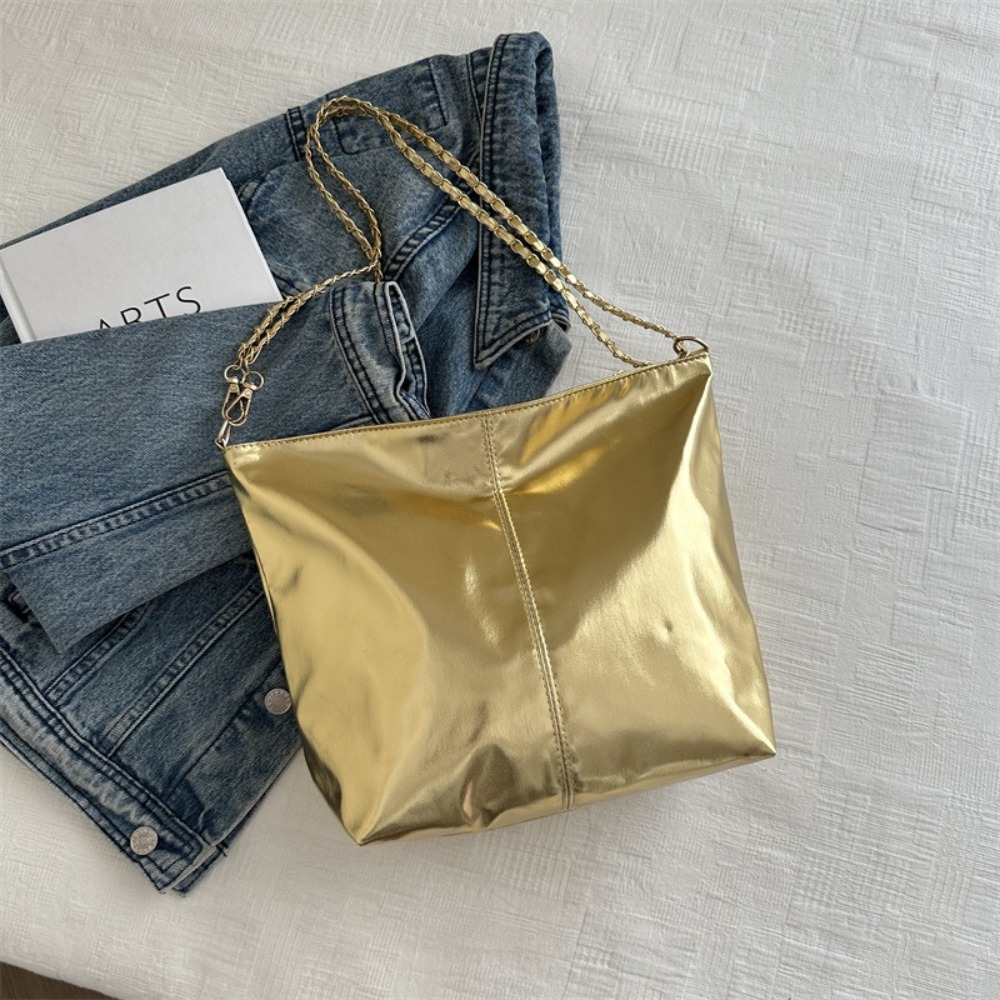 Retro Shiny PU Leather Tote Ba - Wallet Chain Bag recension och pris