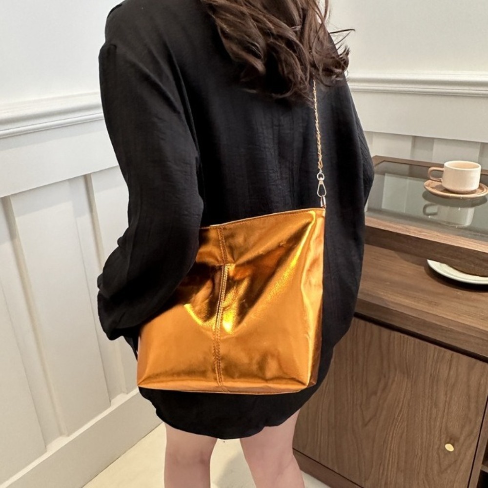Retro Shiny PU Leather Tote Ba - Wallet Chain Bag recension och pris