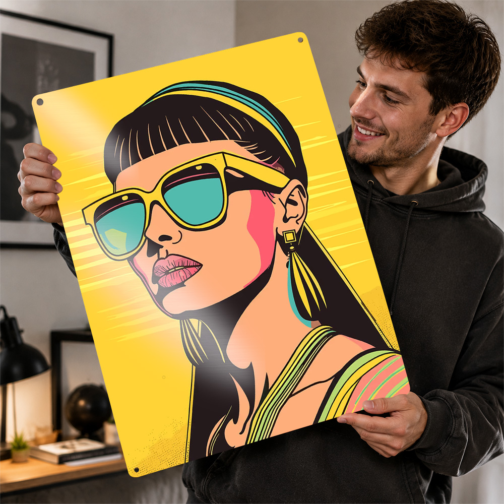 Retro Woman in Sunglasses 3D T - Women Accessories Poster recension och pris